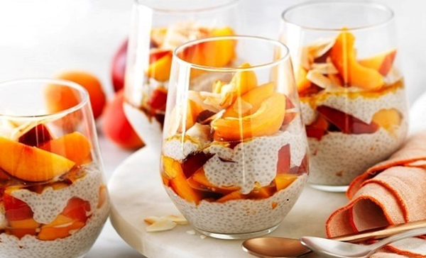 Nectarine & apricot coconut chia puddings