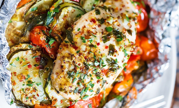 Honey, dijon, chicken foil packs